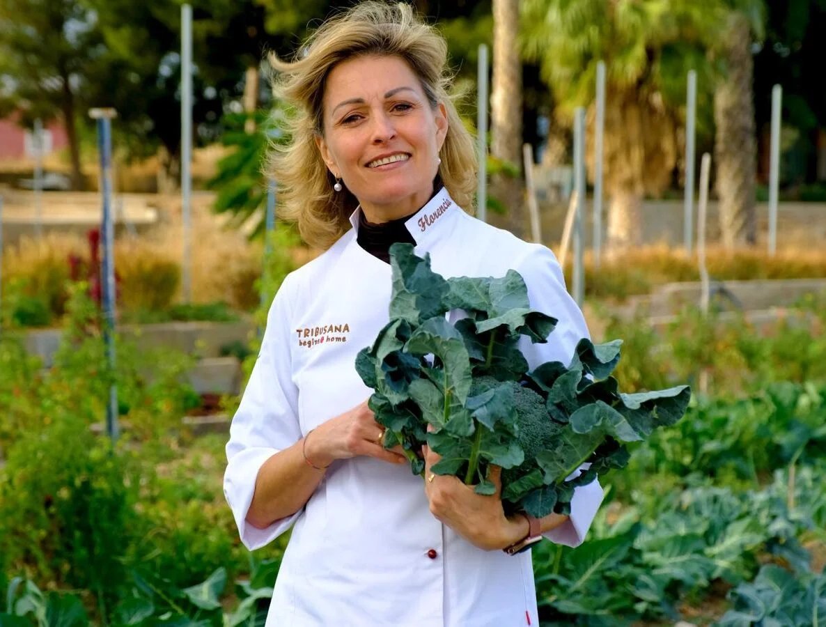 Florencia holding Broccoli