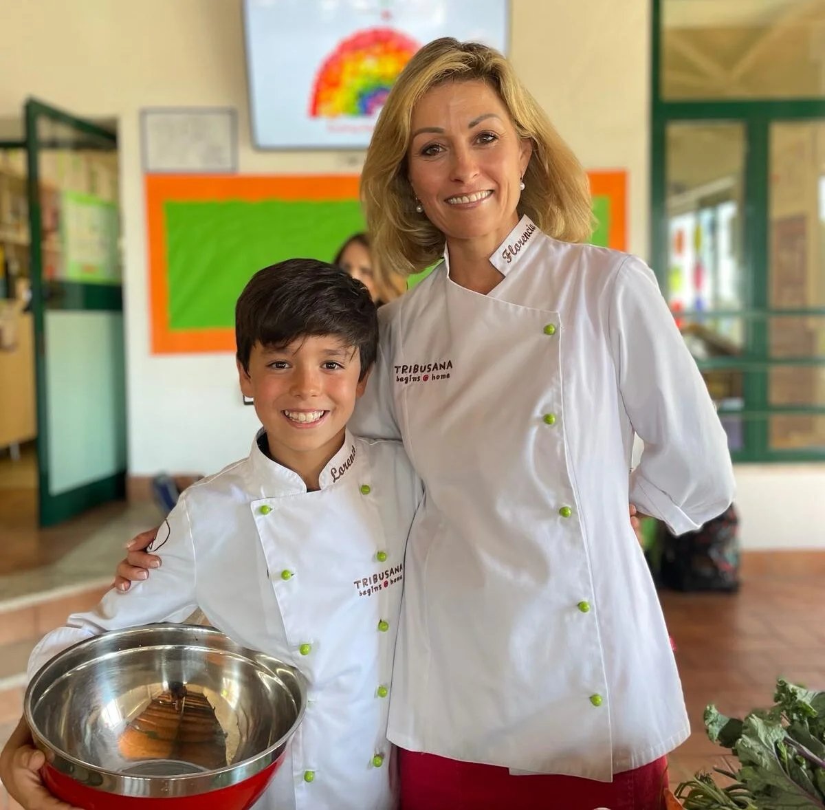 Florencia and her son at a school workshop